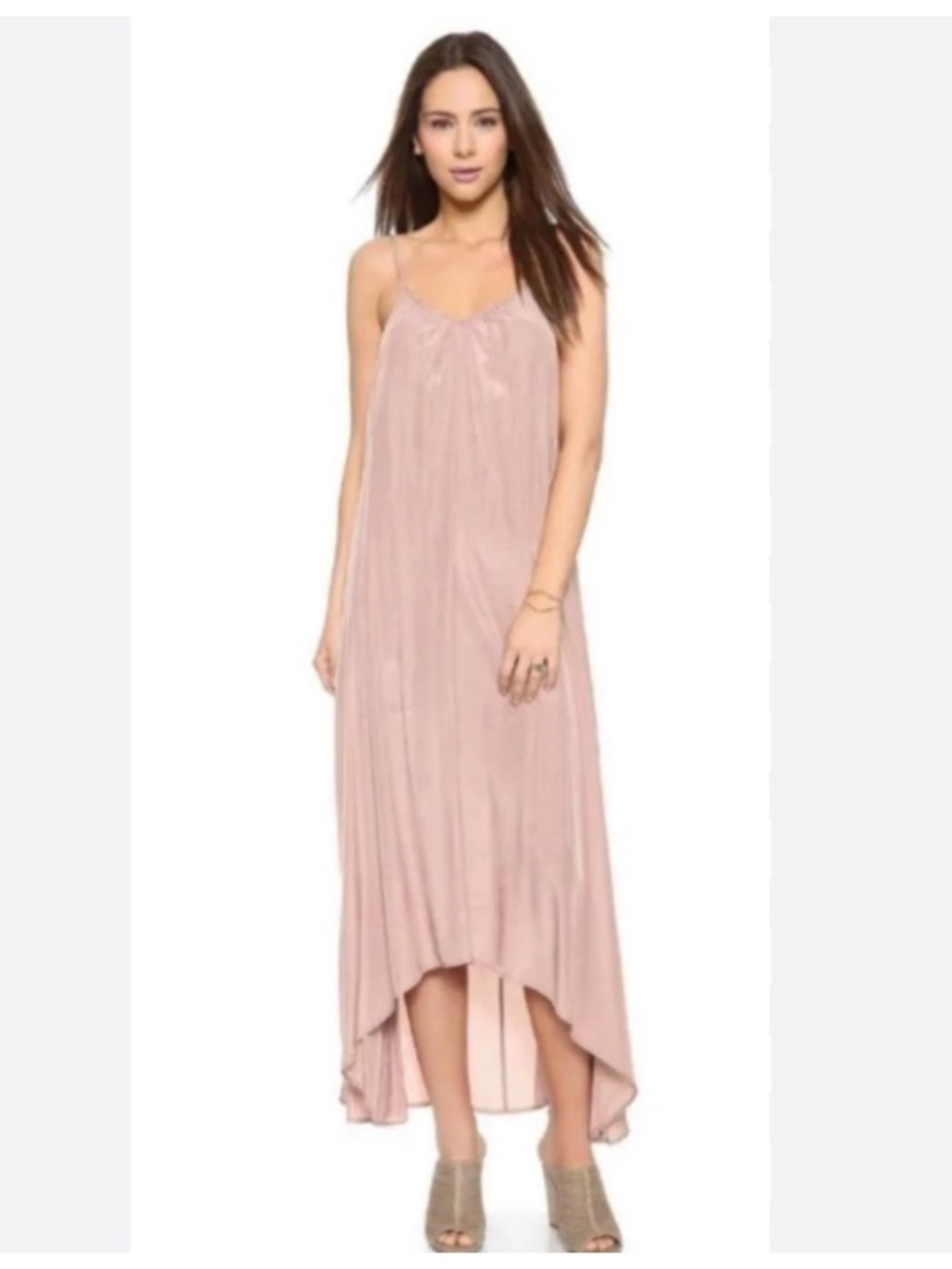 Pink Stitch - Blush Pink Spaghetti Strap Maxi Dress - Size 8